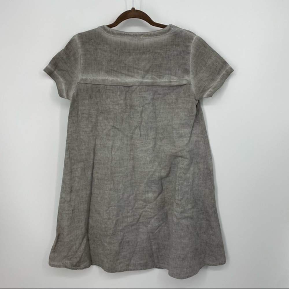 Catwalk Studio Ramie blend Boho tunic Top Size S Lagenlook gray short sleeve - Picture 3 of 7